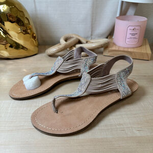 MADDEN GIRL  Silver Rhinestone Roman Sandals, Size 6M‎